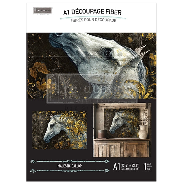 Redesign A1 Decoupage Fibre Paper - MAJESTIC GALLOP (59.44cm x 84.07cm) - Rustic Farmhouse Charm