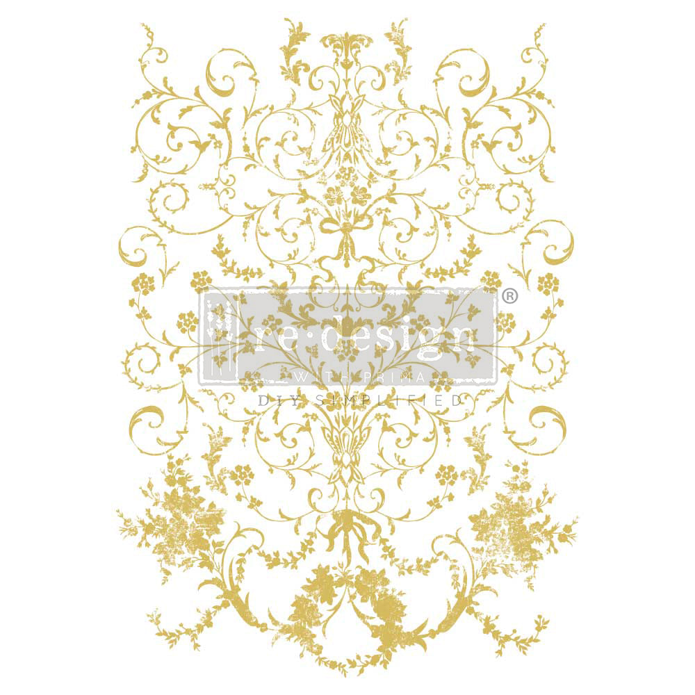 NEW! Redesign Kacha Gold Foil Transfer - MANOR SWIRLS (45.72cm x 60.96cm) - Rustic Farmhouse Charm