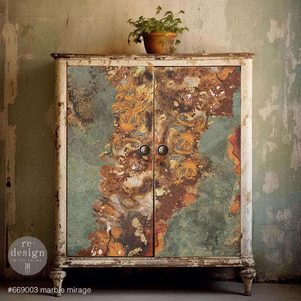 NEW! MARBLE MIRAGE Redesign A1 Decoupage Fibre Paper (59.44cm x 84.07cm) - Rustic Farmhouse Charm