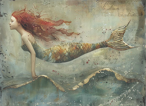 Decoupage Tissue Paper - Mermaid Lost in Thought (53.34cm x 73.66cm) - Rustic Farmhouse Charm