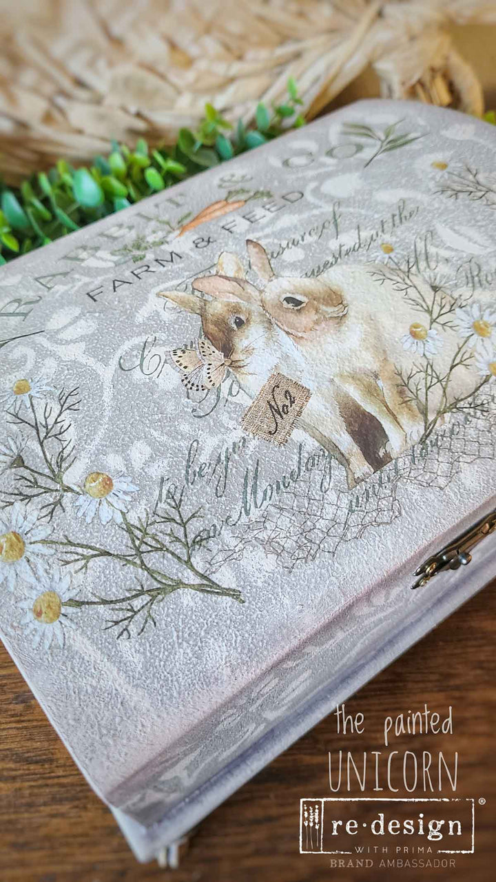 NEW! Redesign Middy Transfer - BLOSSOM BUNNIES (3 sheets, each 21.59cm x 27.94cm) - Rustic Farmhouse Charm