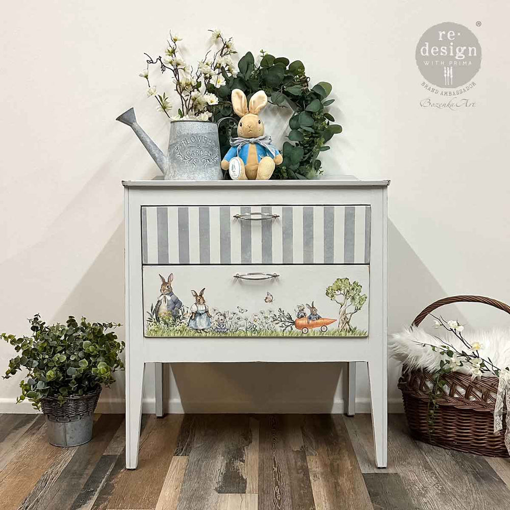 NEW! Redesign Middy Transfer - BUNNY TRAILS (3 sheets, each 21.59cm x 27.94cm) - Rustic Farmhouse Charm