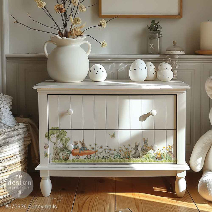 NEW! Redesign Middy Transfer - BUNNY TRAILS (3 sheets, each 21.59cm x 27.94cm) - Rustic Farmhouse Charm