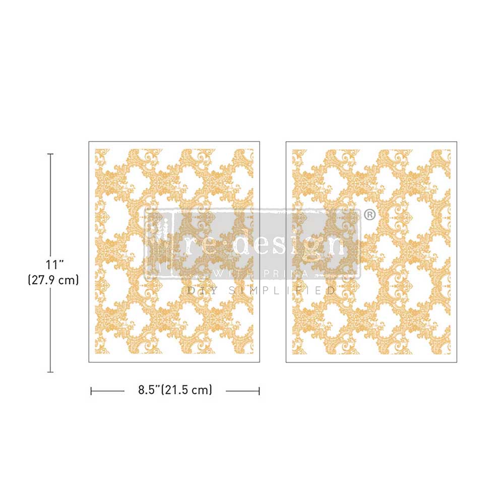 NEW! Redesign Middy Transfer - KACHA GOLDEN LACEWORK (2 sheets, each 21.59cm x 27.94cm) (Copy) - Rustic Farmhouse Charm