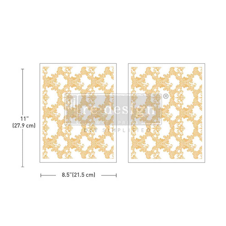 NEW! Redesign Middy Transfer - KACHA GOLDEN LACEWORK (2 sheets, each 21.59cm x 27.94cm) (Copy) - Rustic Farmhouse Charm