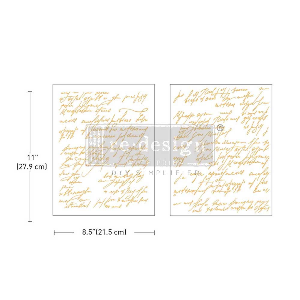 NEW! Redesign Middy Transfer - KACHA SHIMMERING SCRIPT (2 sheets, each 21.59cm x 27.94cm) - Rustic Farmhouse Charm