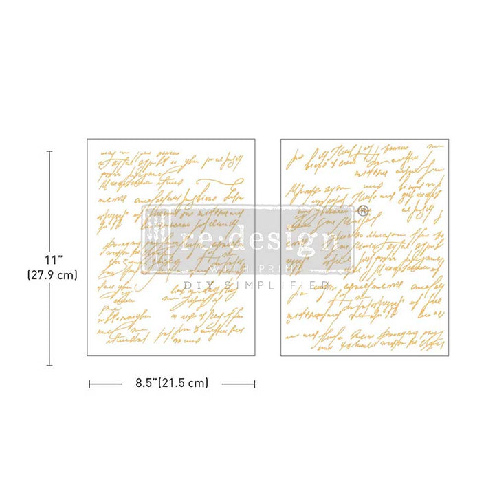 NEW! Redesign Middy Transfer - KACHA SHIMMERING SCRIPT (2 sheets, each 21.59cm x 27.94cm) - Rustic Farmhouse Charm
