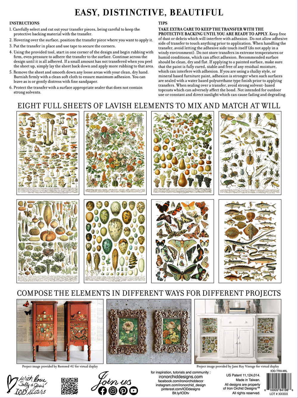 MILLOT'S PAGES Transfer Pad by IOD (set of eight 12"x16" sheets) - Rustic Farmhouse Charm
