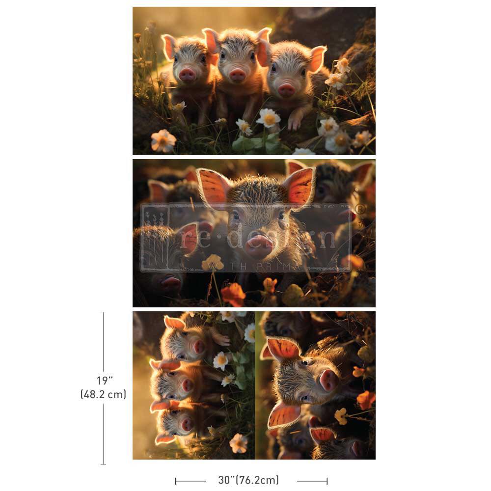 Redesign Decoupage Tissue Paper Pack - MUDDY MISCHIEF (3 sheets, each 49.53cm x 76.2cm) - Rustic Farmhouse Charm