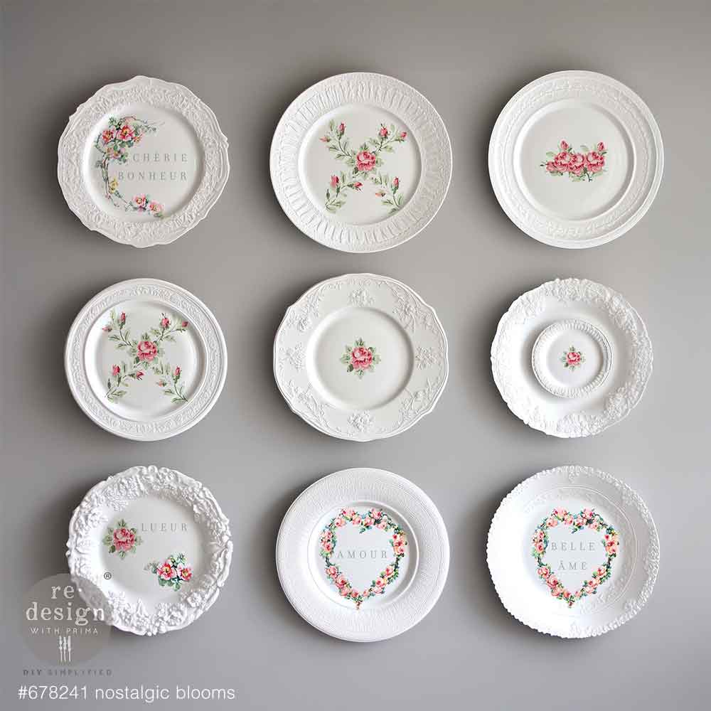 NEW! Redesign H20 Transfer - NOSTALGIC BLOOMS (2 sheets, each 21.59cm x 27.94cm) - Rustic Farmhouse Charm