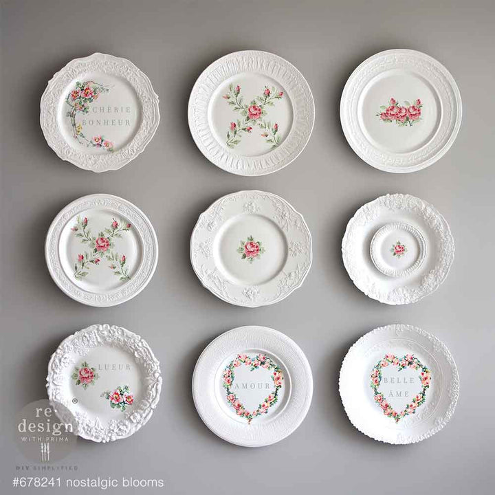 NEW! Redesign H20 Transfer - NOSTALGIC BLOOMS (2 sheets, each 21.59cm x 27.94cm) - Rustic Farmhouse Charm