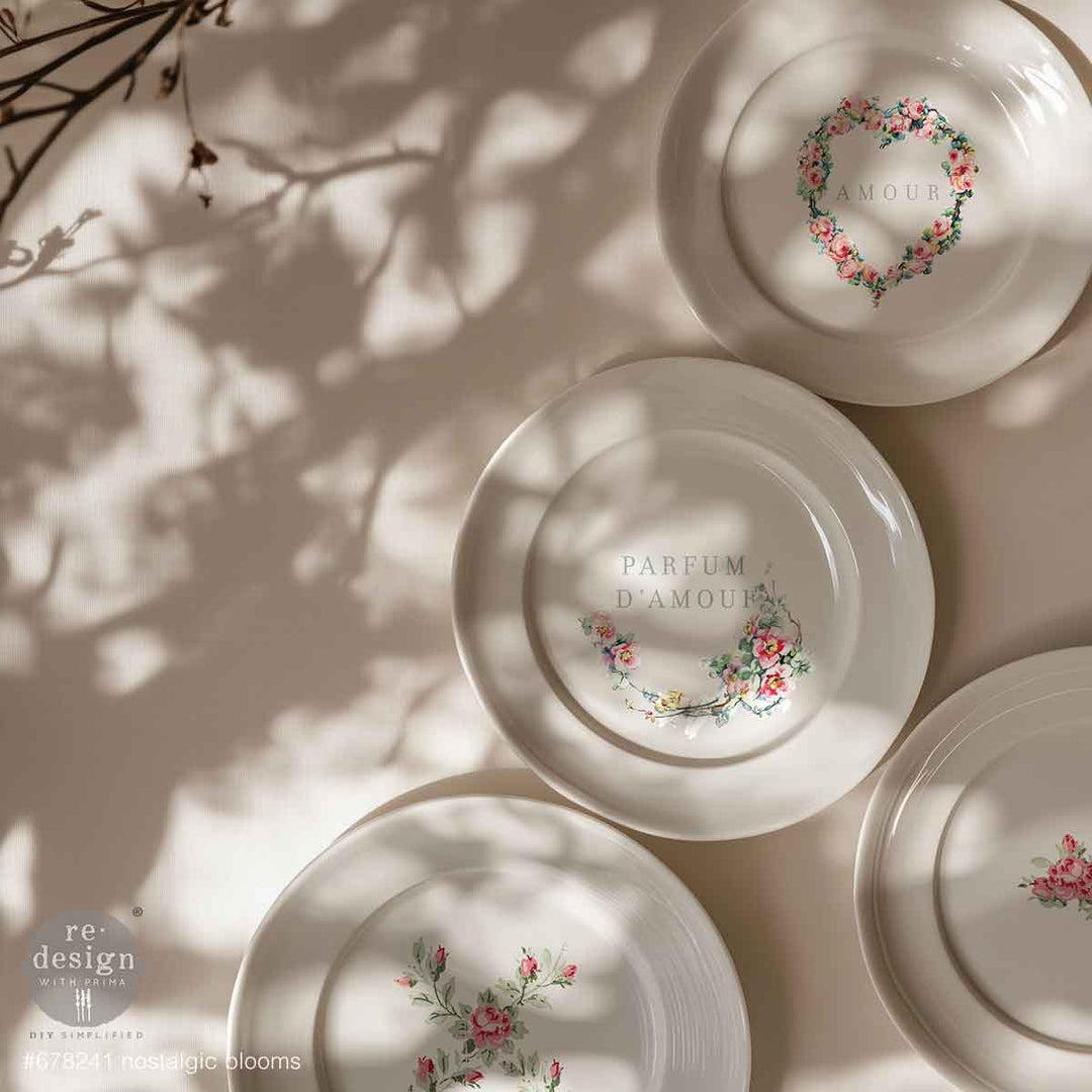 NEW! Redesign H20 Transfer - NOSTALGIC BLOOMS (2 sheets, each 21.59cm x 27.94cm) - Rustic Farmhouse Charm