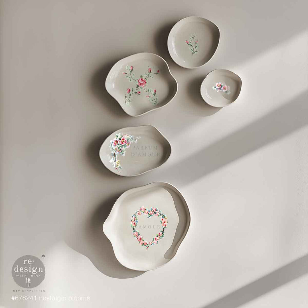 NEW! Redesign H20 Transfer - NOSTALGIC BLOOMS (2 sheets, each 21.59cm x 27.94cm) - Rustic Farmhouse Charm