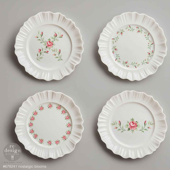 NEW! Redesign H20 Transfer - NOSTALGIC BLOOMS (2 sheets, each 21.59cm x 27.94cm) - Rustic Farmhouse Charm