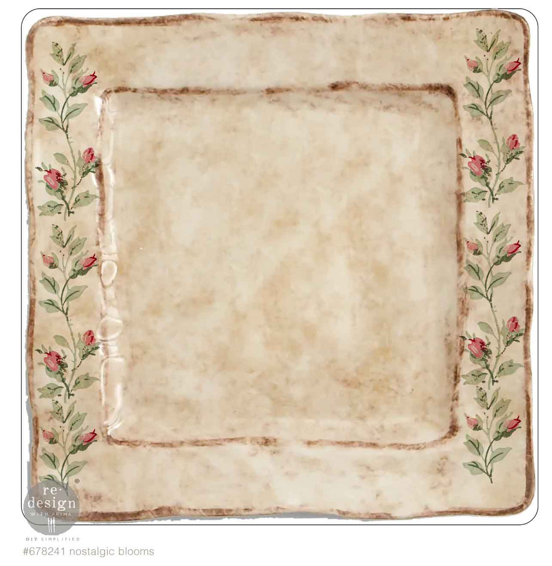 NEW! Redesign H20 Transfer - NOSTALGIC BLOOMS (2 sheets, each 21.59cm x 27.94cm) - Rustic Farmhouse Charm