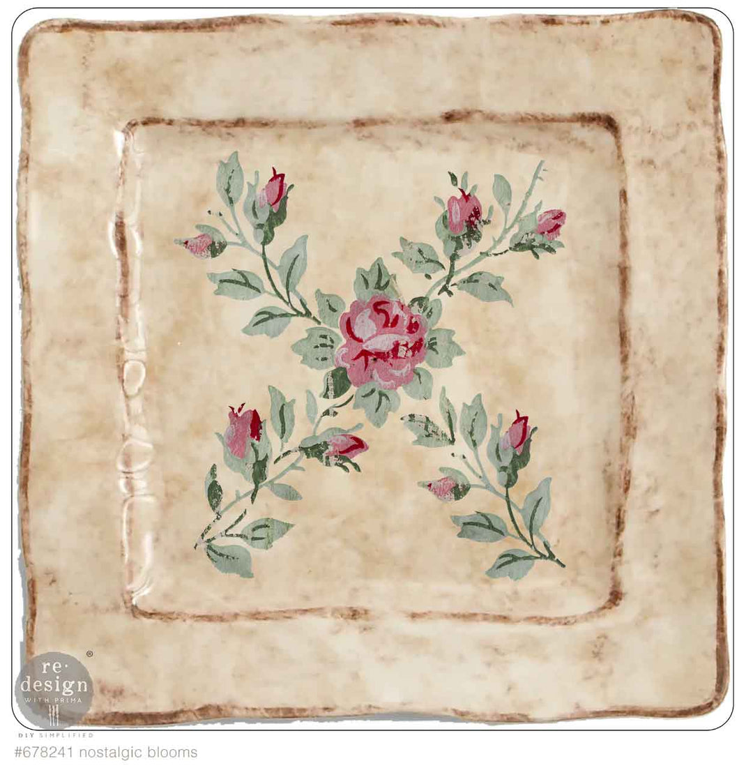 NEW! Redesign H20 Transfer - NOSTALGIC BLOOMS (2 sheets, each 21.59cm x 27.94cm) - Rustic Farmhouse Charm
