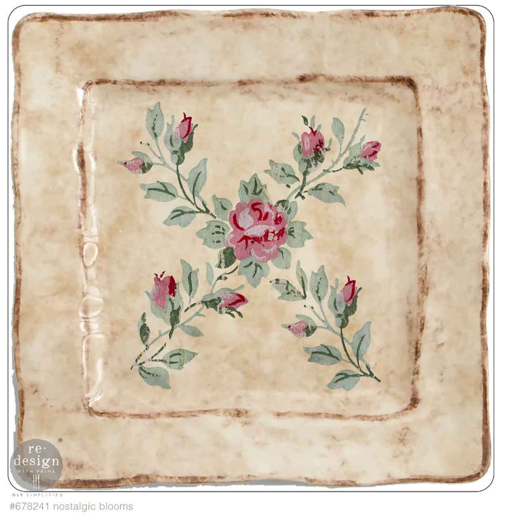 NEW! Redesign H20 Transfer - NOSTALGIC BLOOMS (2 sheets, each 21.59cm x 27.94cm) - Rustic Farmhouse Charm
