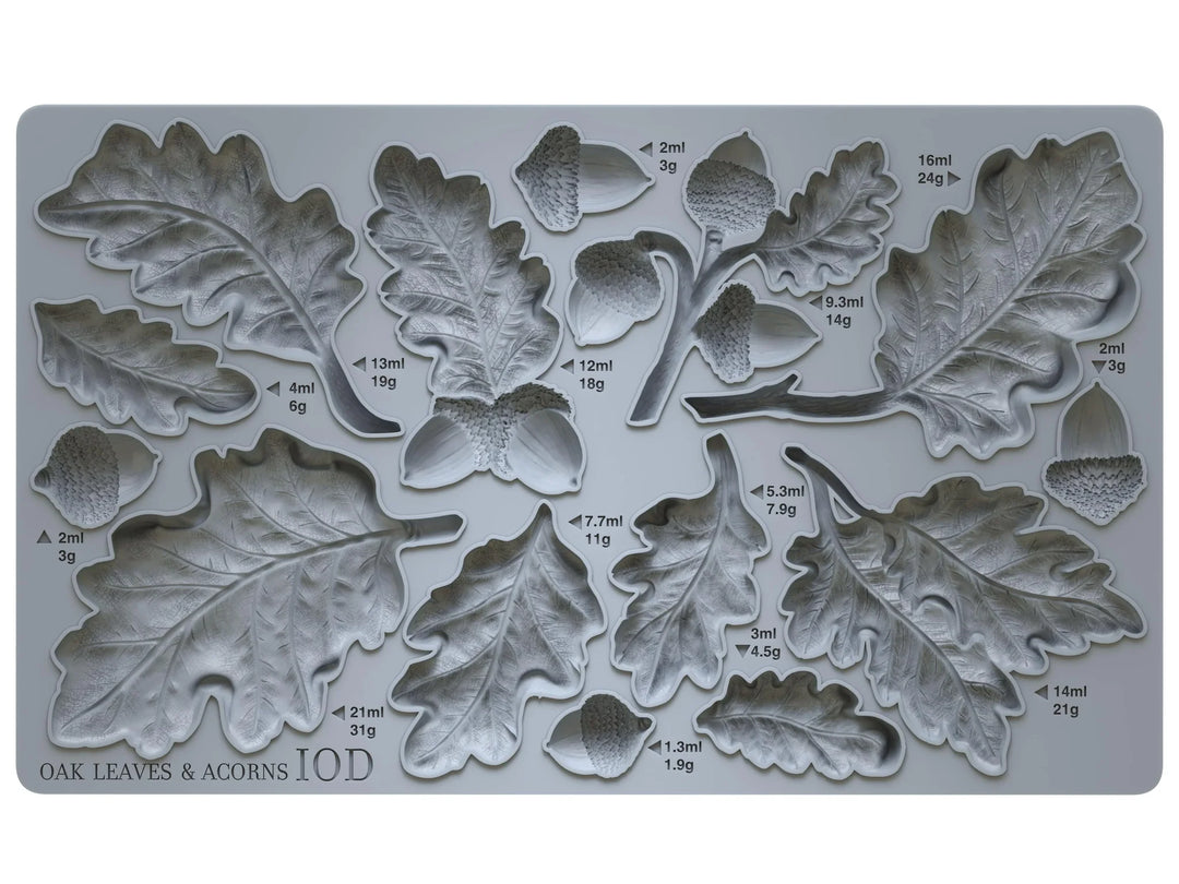 NEW! IOD Mould - OAK LEAVES & ACORNS (6"x10", 15.24cm x 25.4cm) - Rustic Farmhouse Charm