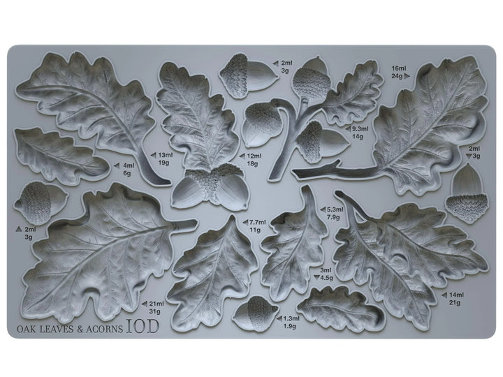 NEW! IOD Mould - OAK LEAVES & ACORNS (6"x10", 15.24cm x 25.4cm) - Rustic Farmhouse Charm