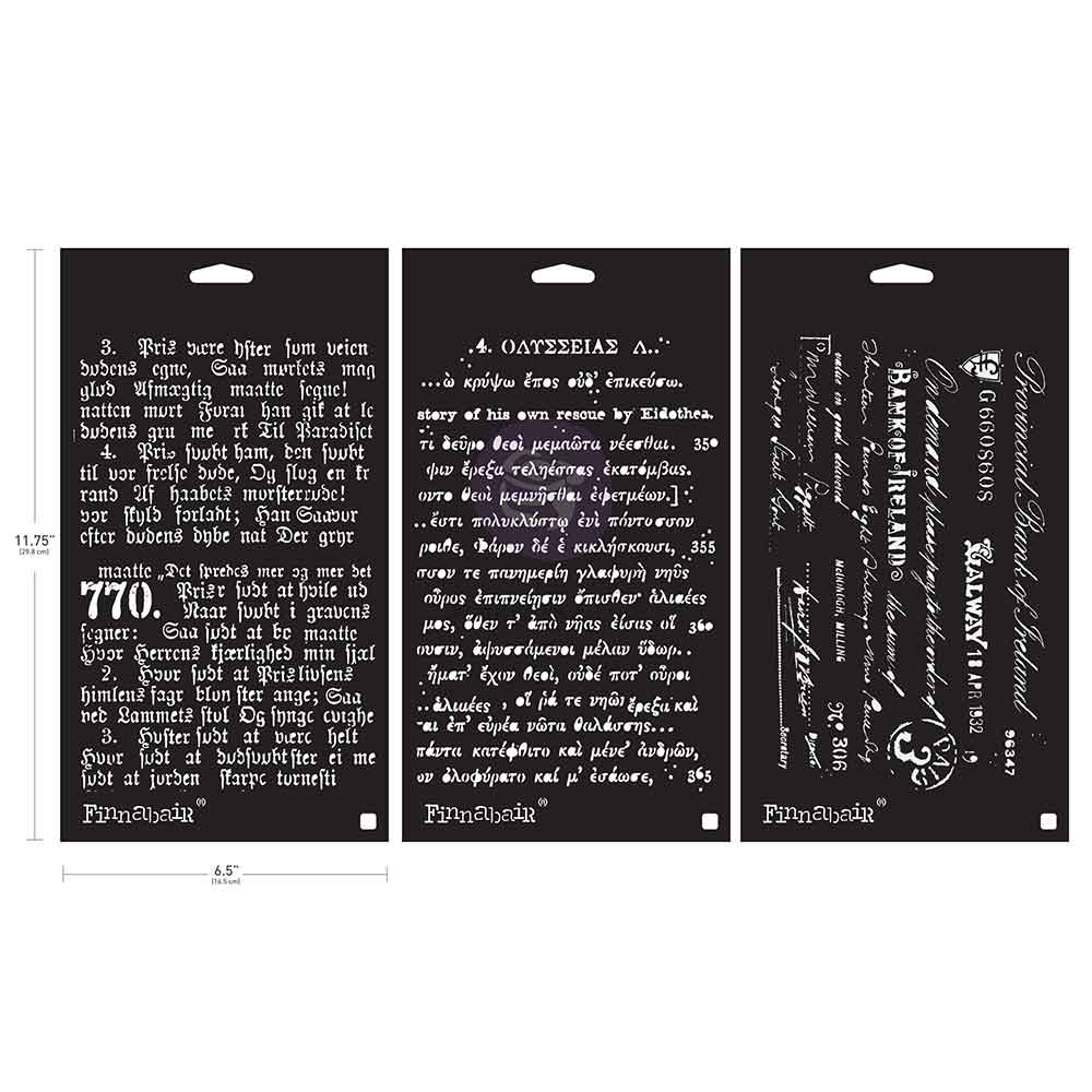 NEW! Limited Edition Finnabair Stencil Set – OLD PAGES – 3 stencils, 6″x9″ each - Rustic Farmhouse Charm