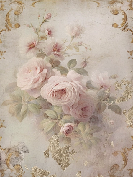 Decoupage Tissue Paper - Old World Faded Roses (38.1cm x 50.8cm) - Rustic Farmhouse Charm