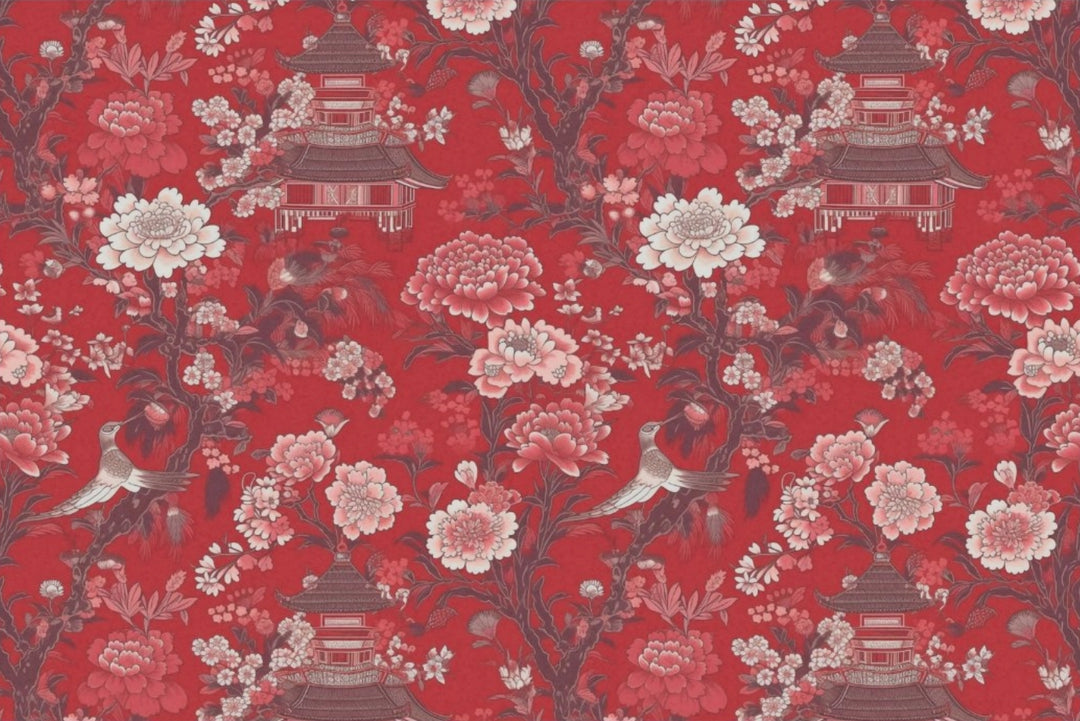Decoupage Tissue Paper - Oriental Red Chinoiserie (50.8cm x 76.2cm) - Rustic Farmhouse Charm