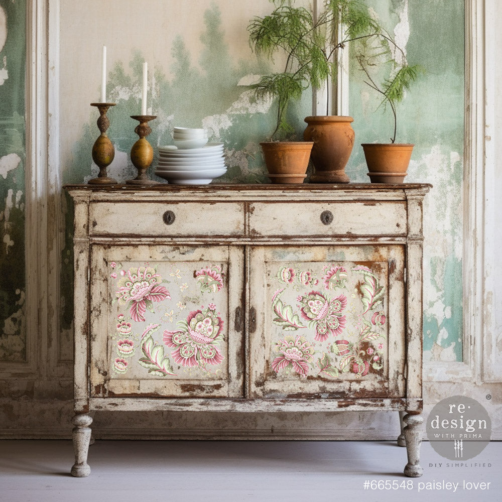 NEW! Redesign Maxi Transfer - PAISLEY LOVER (2 sheets, each 30.48cm x 30.48cm) - Rustic Farmhouse Charm