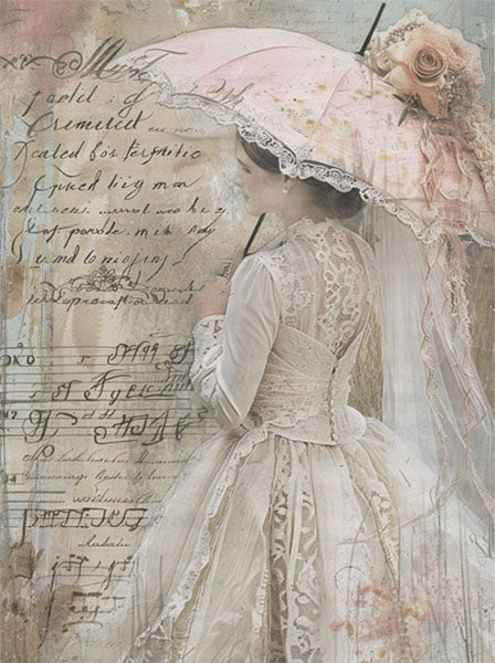 Decoupage Tissue Paper - Parasol Lady in Laced Dress (45.72cm x 60.96cm)