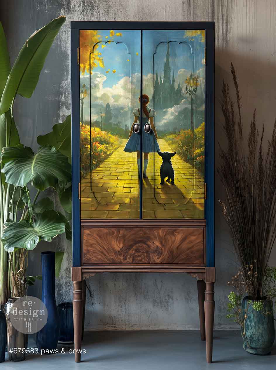 LIMITED! Redesign A1 Decoupage Fibre Paper - PAWS & BOWS (59.44cm x 84.07cm) - Rustic Farmhouse Charm