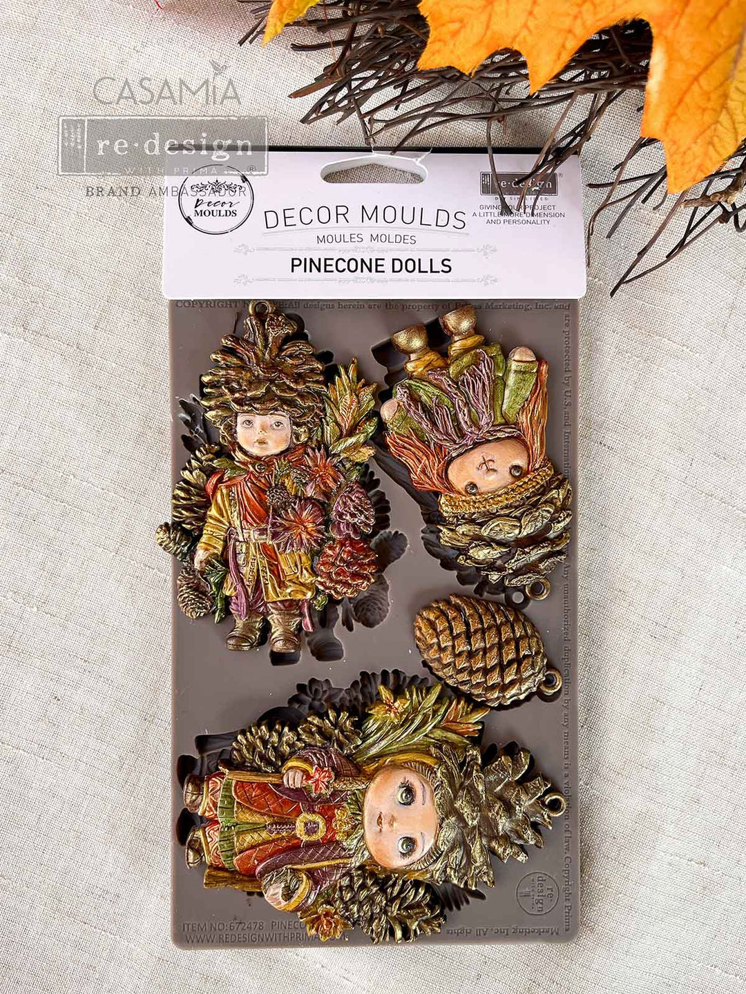 Redesign Mould - PINECONE DOLLS (5" x 8") - Rustic Farmhouse Charm