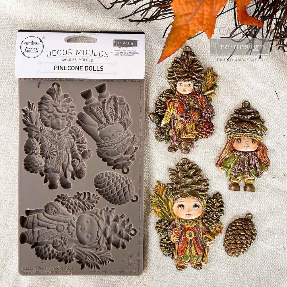 Redesign Mould - PINECONE DOLLS (5" x 8") - Rustic Farmhouse Charm