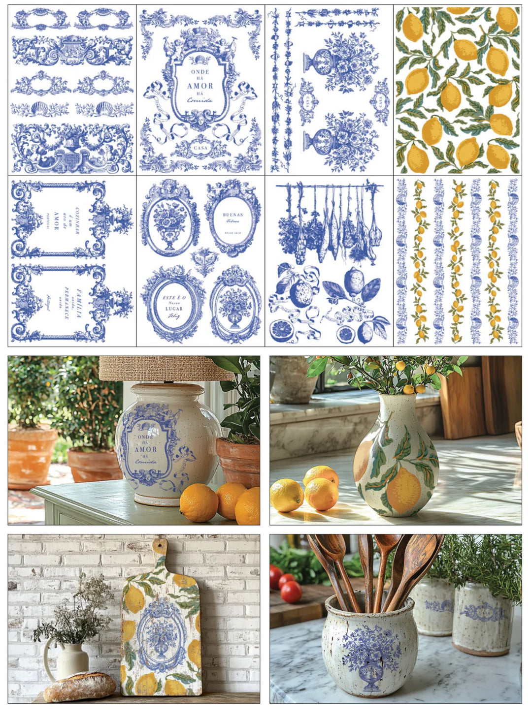 NEW! IOD Paint Inlay - PORTOFINO (set of eight 12"x16" sheets) - Rustic Farmhouse Charm