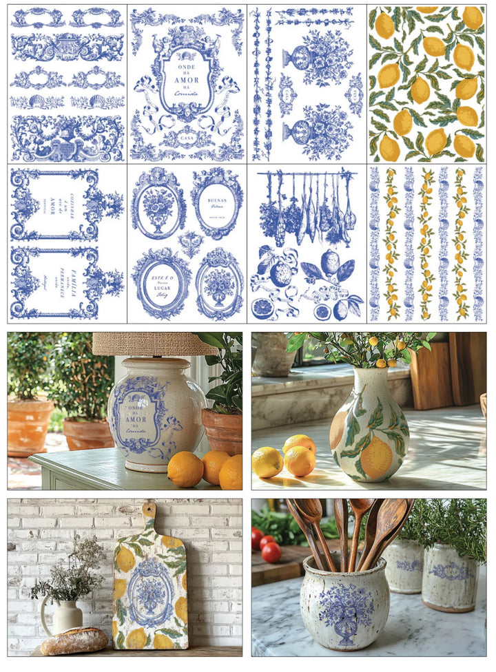 NEW! IOD Paint Inlay - PORTOFINO (set of eight 12"x16" sheets) - Rustic Farmhouse Charm