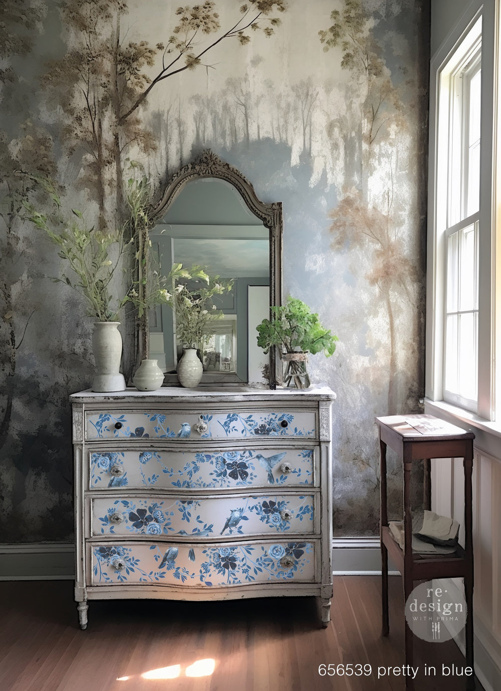 PRETTY IN BLUE Redesign Transfer (60.96cm x 88.9cm) - Rustic Farmhouse Charm