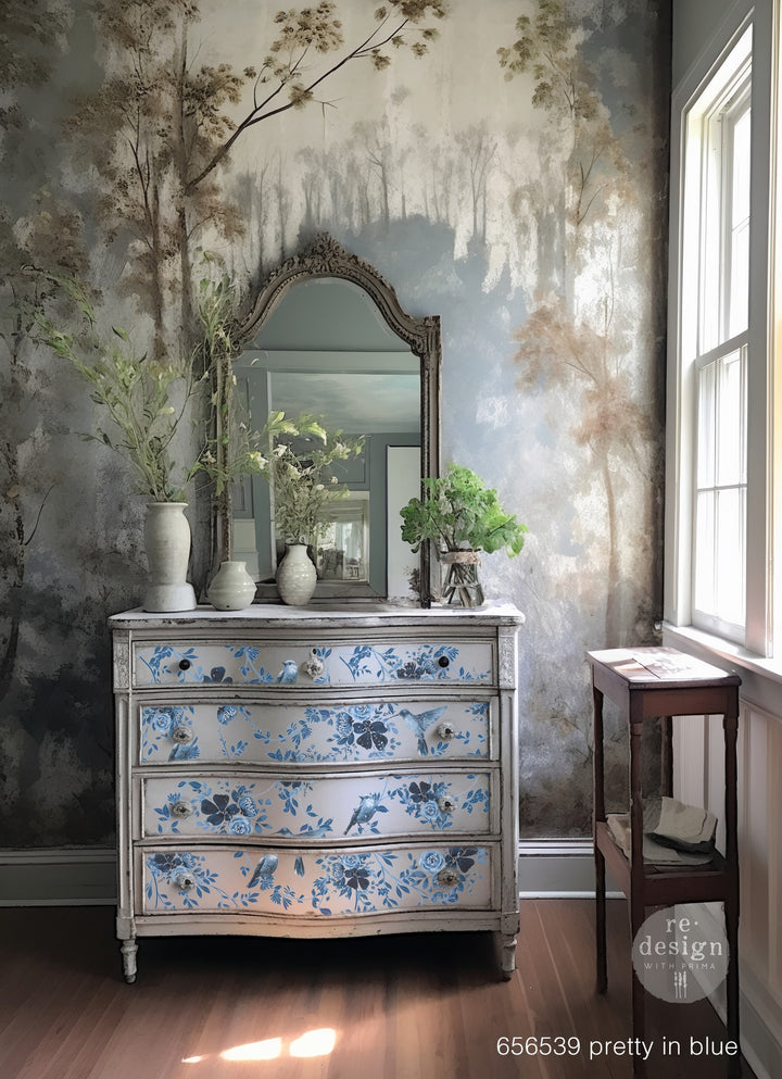 PRETTY IN BLUE Redesign Transfer (60.96cm x 88.9cm) - Rustic Farmhouse Charm