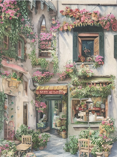 Decoupage Tissue Paper - Pretty Italian Street Scene - Rustic Farmhouse Charm