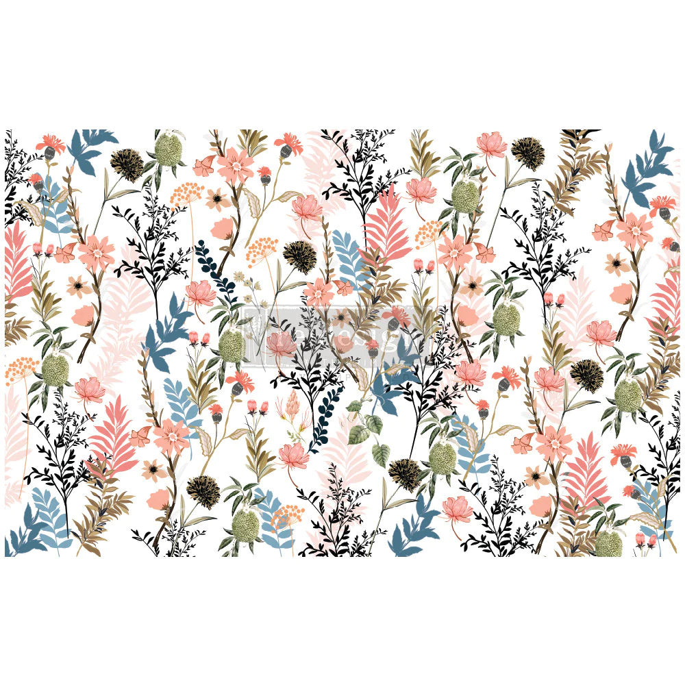 PRETTY MEADOW Redesign Decoupage Tissue Paper 48.26cm x 76.2cm - Rustic Farmhouse Charm