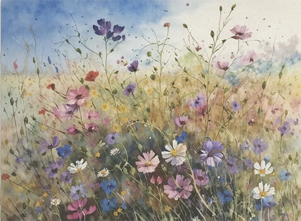 Decoupage Tissue Paper - Pretty Wildflowers Landscape (43.18cm x 58.42cm) - Rustic Farmhouse Charm