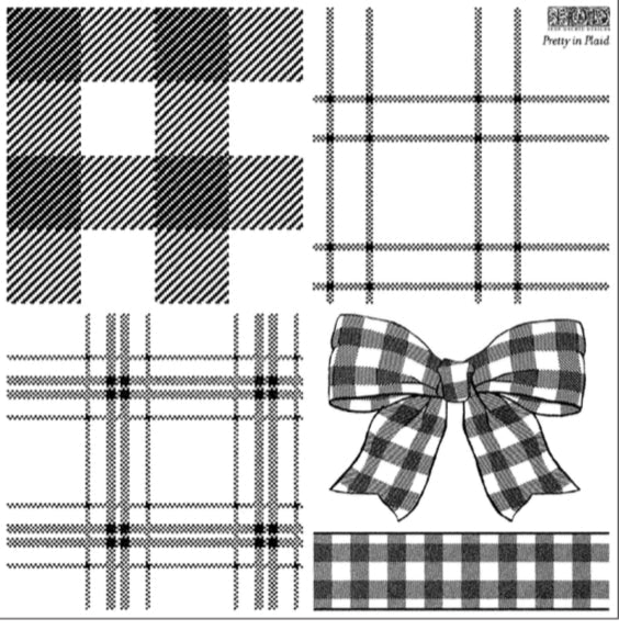 IOD Stamp - PRETTY IN PLAID (12"x12", 30.48cm x 30.48cm) - Rustic Farmhouse Charm