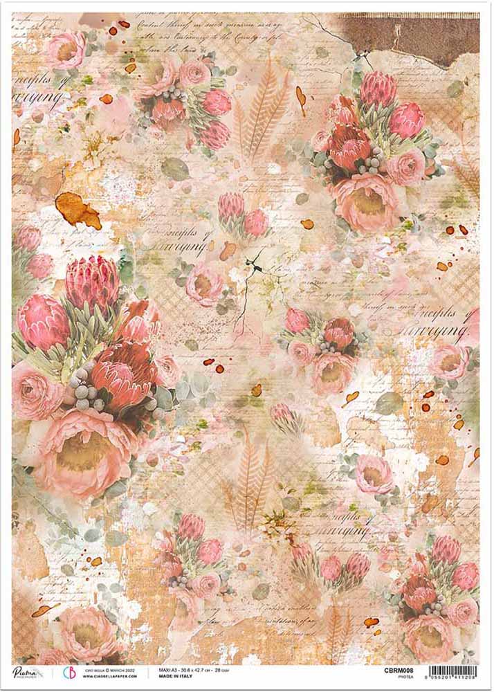 Ciao Bella Rice Paper - PROTEA (A3) - Rustic Farmhouse Charm