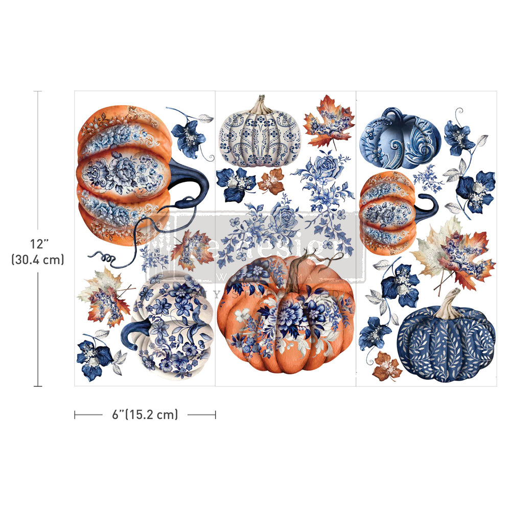 Redesign Small Transfer - PUMPKIN PATCH GALORE (3 sheets, each 15.24cm x 30.48cm) - Rustic Farmhouse Charm