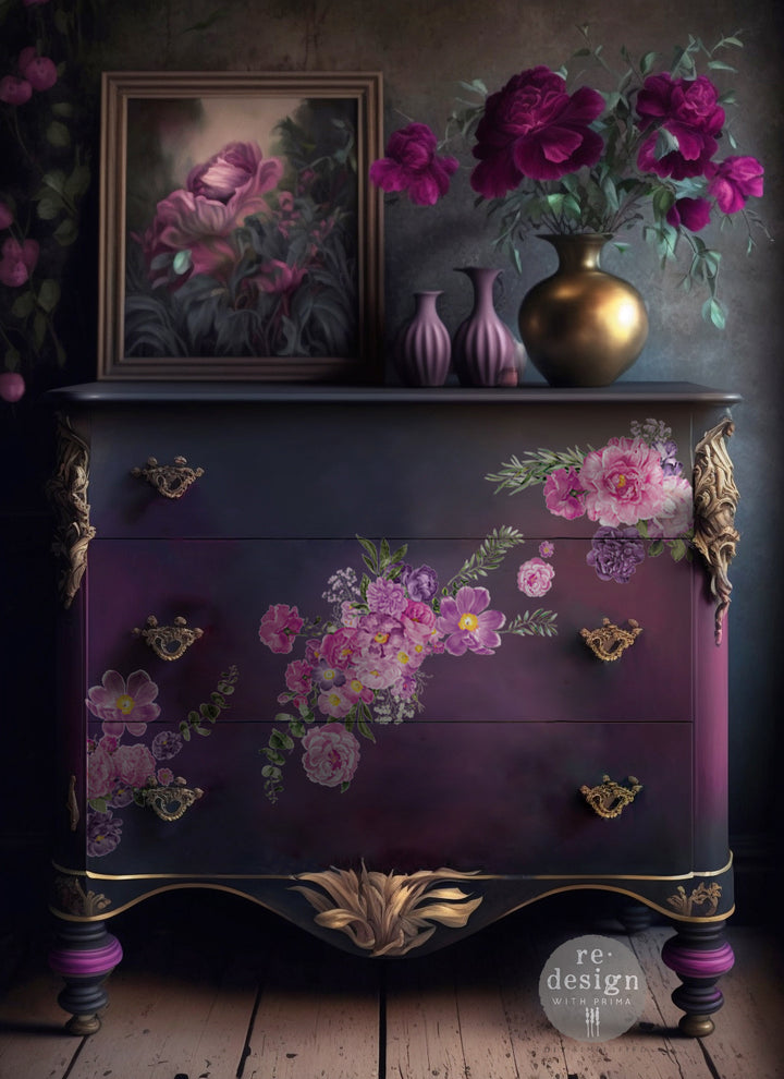 PURPLE BLOSSOM Redesign Middy Transfer (3 sheets, each 21.59cm x 27.94cm) - Rustic Farmhouse Charm