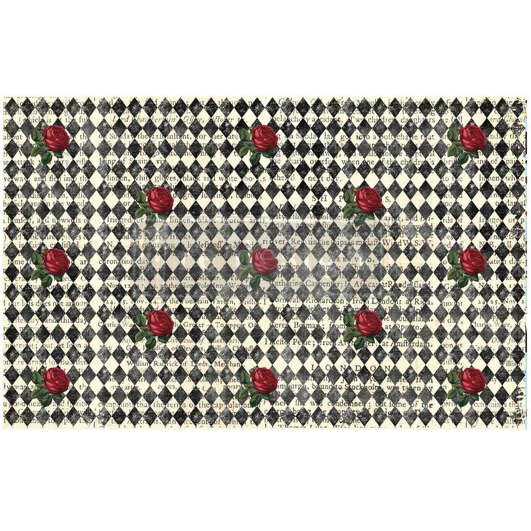 Redesign Decoupage Tissue Paper - QUEEN'S COURT OF ROSES (48.26cm x 76.2cm) - Rustic Farmhouse Charm