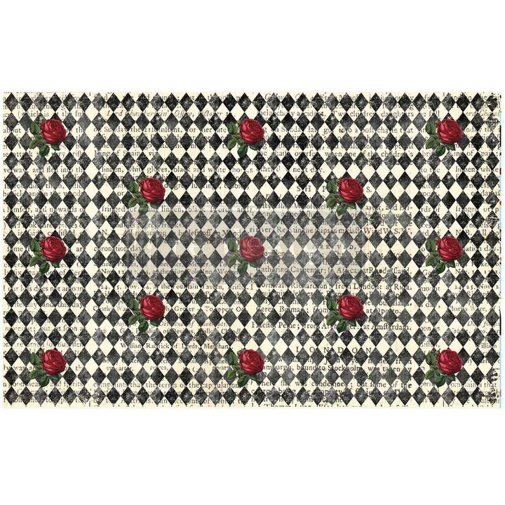 Redesign Decoupage Tissue Paper - QUEEN'S COURT OF ROSES (48.26cm x 76.2cm) - Rustic Farmhouse Charm