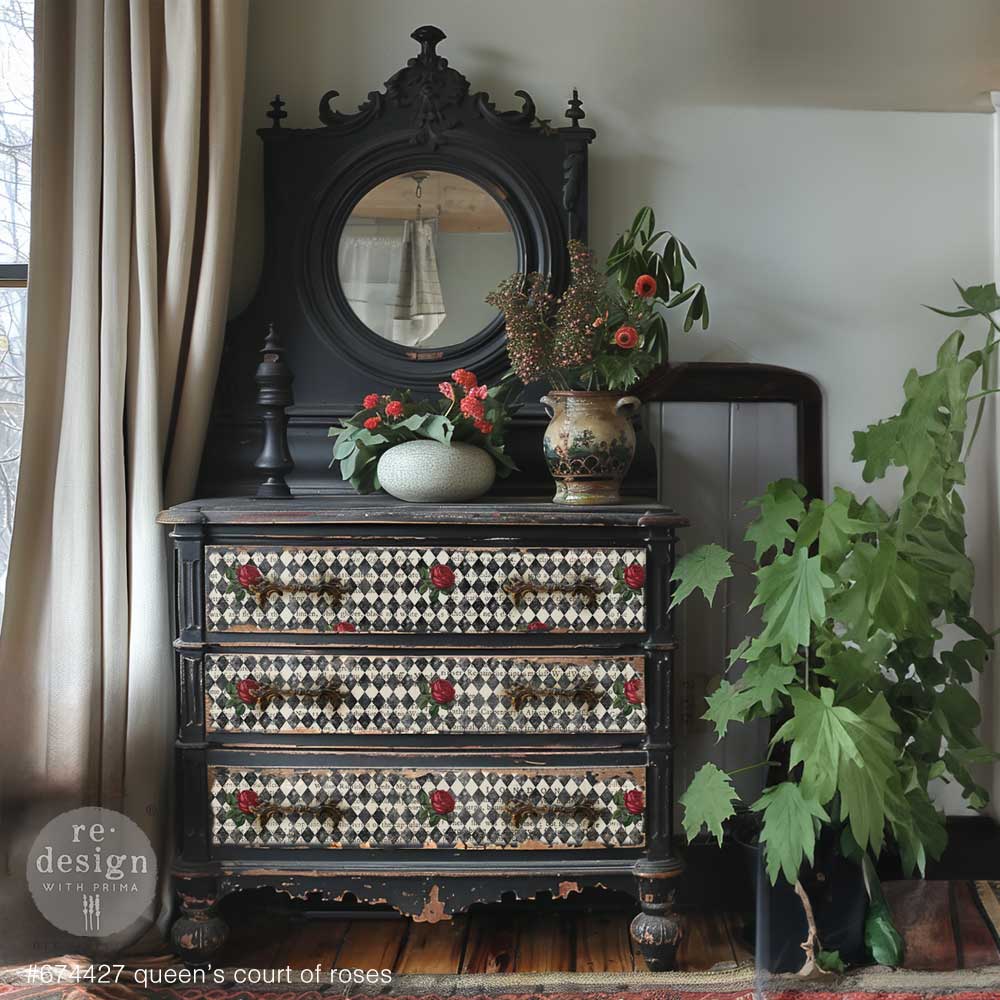 Redesign Decoupage Tissue Paper - QUEEN'S COURT OF ROSES (48.26cm x 76.2cm) - Rustic Farmhouse Charm