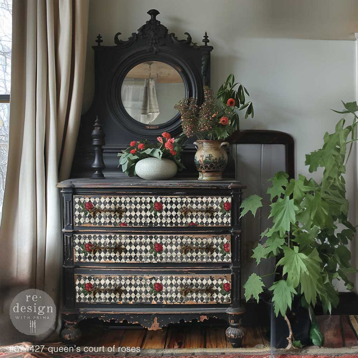 Redesign Decoupage Tissue Paper - QUEEN'S COURT OF ROSES (48.26cm x 76.2cm) - Rustic Farmhouse Charm
