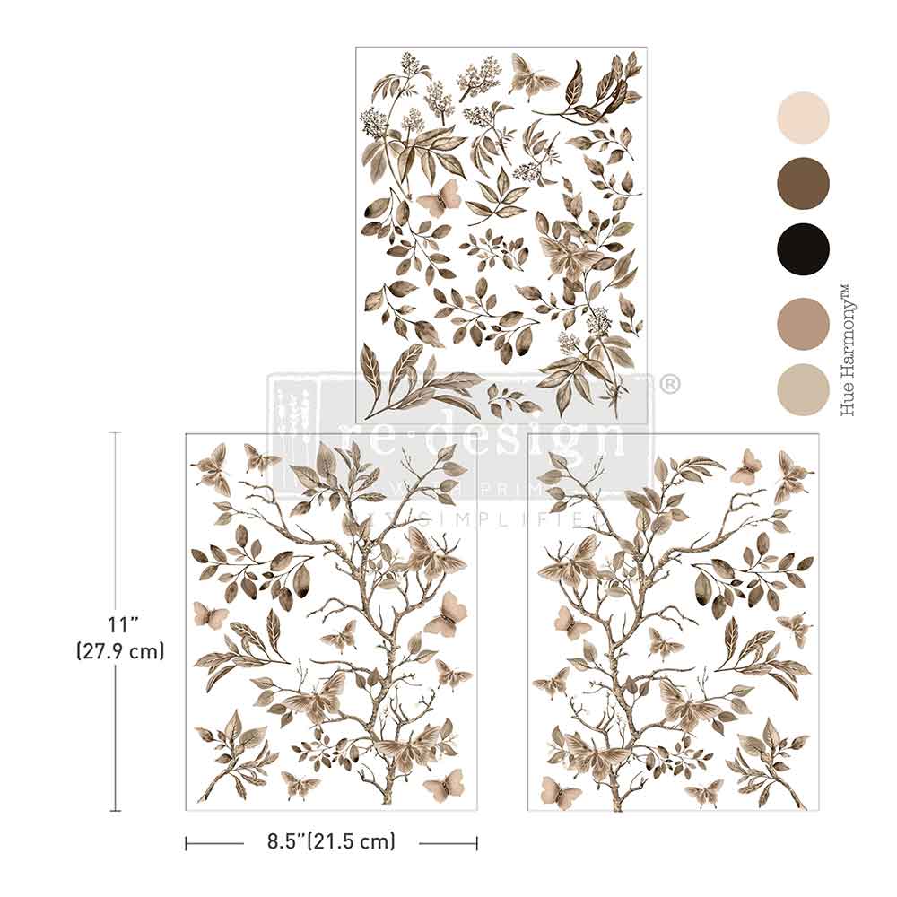NEW! Redesign Middy Transfer - QUIET CONTEMPLATION (3 sheets, each 21.59cm x 27.94cm) - Rustic Farmhouse Charm