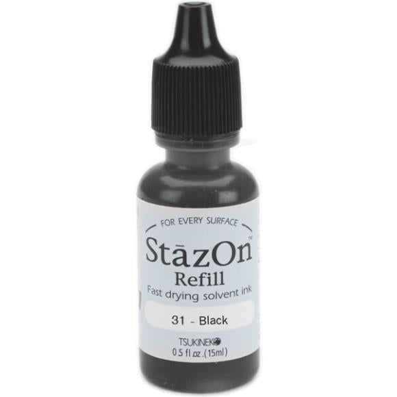 JET BLACK StazOn Ink Refill 15ml (Permanent, Solvent-Based) - Rustic Farmhouse Charm