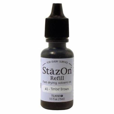 StazOn Ink Refill - TIMBER BROWN 15ml (Permanent, Solvent-Based) - Rustic Farmhouse Charm