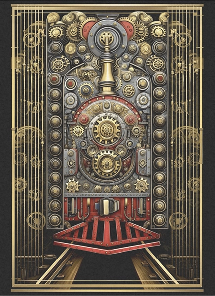 Decoupage Tissue Paper - Retro Steampunk Train (43.18cm x 58.42cm) - Rustic Farmhouse Charm